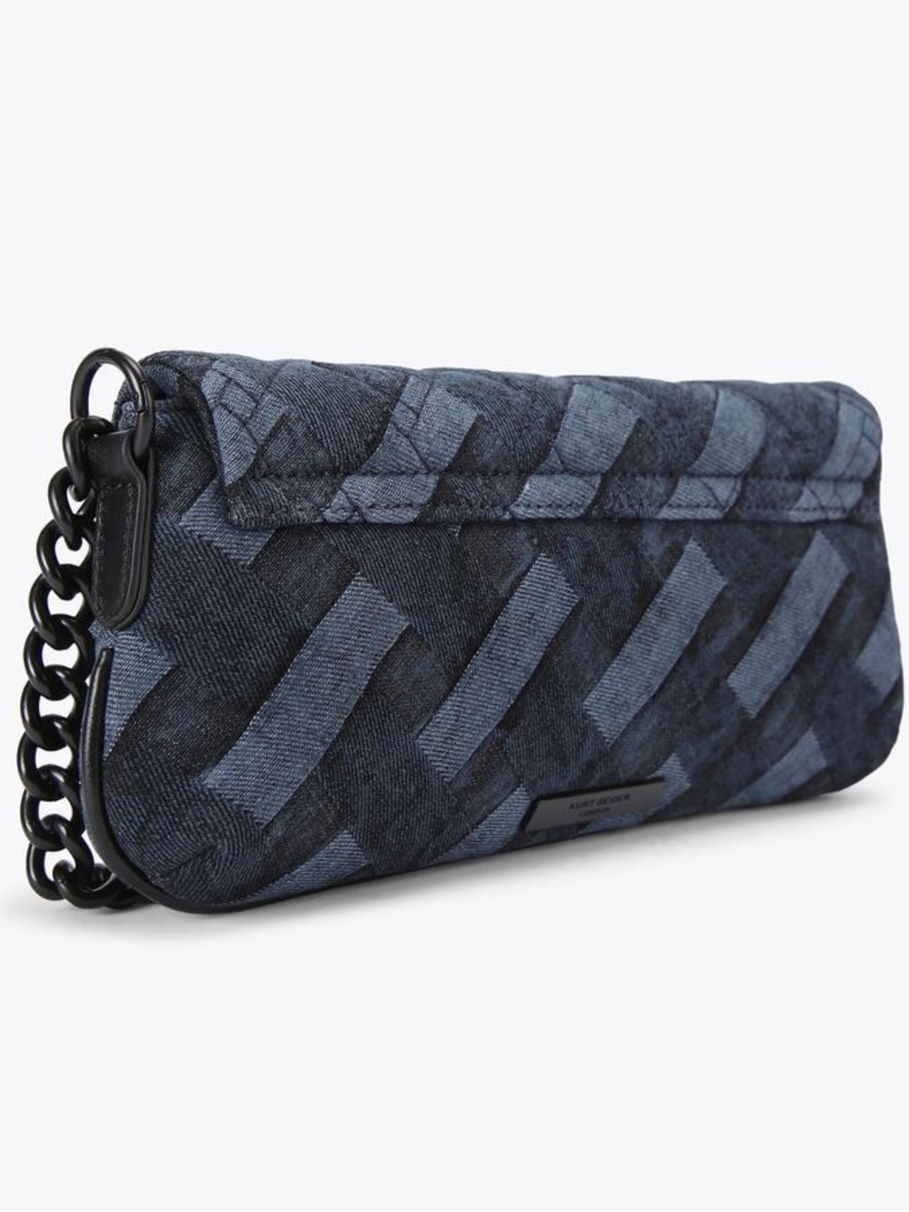 New Kurt Geiger Quilted Denim Chain-Handle Shoulder Bag - Picture 2 of 5